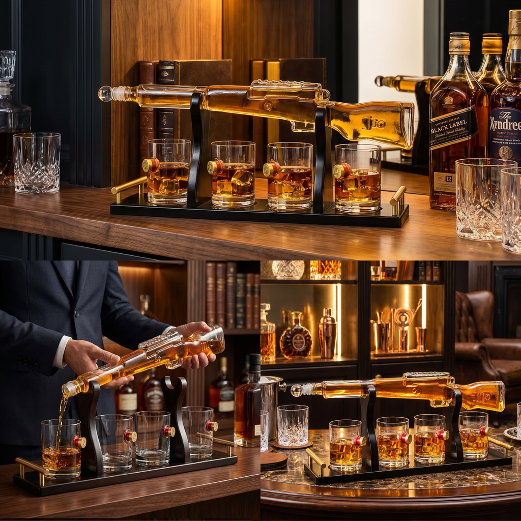 Rifle Whiskey Decanter Premium Barware Gift Elegant Drinkware Collection