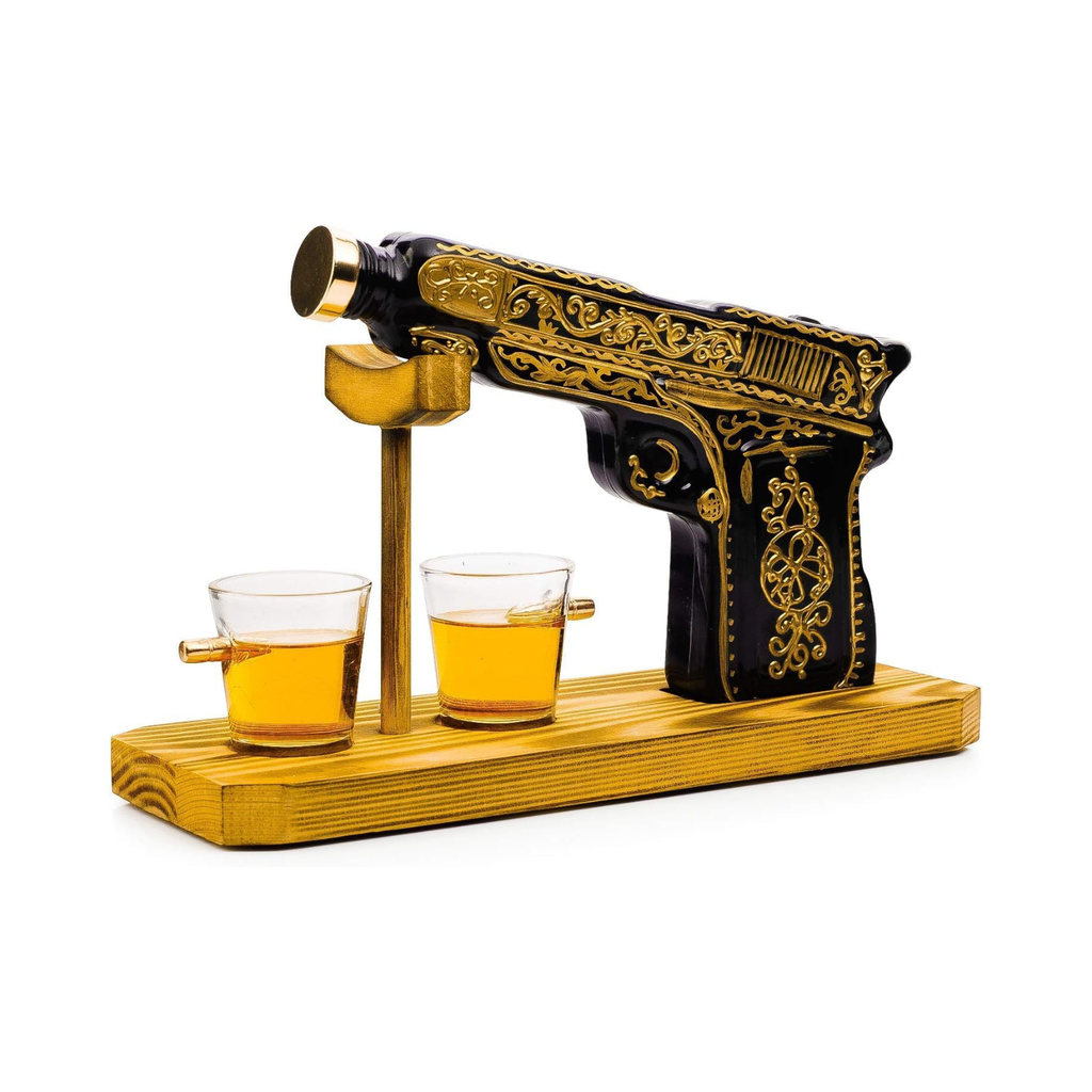 Hand Painted Pistol Whiskey Gun Decanter Premium Barware Gift