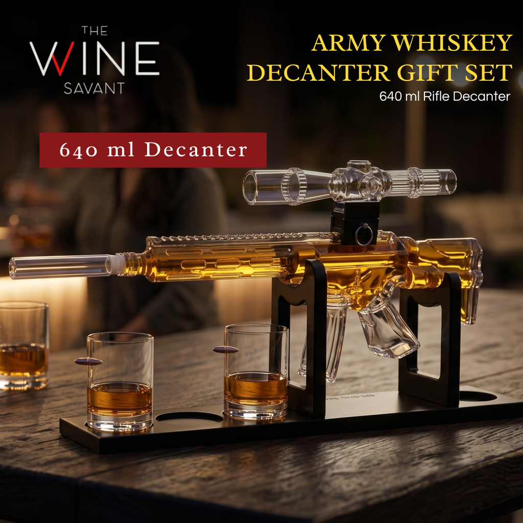 Whiskey Decanter Set Ar Limited Edition Wooden Silencer Stopper 800 Ml 4 12OZ Bullet Glasses Unique
