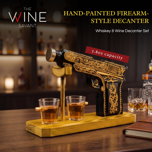Hand Painted Pistol Whiskey Gun Decanter Premium Barware Gift