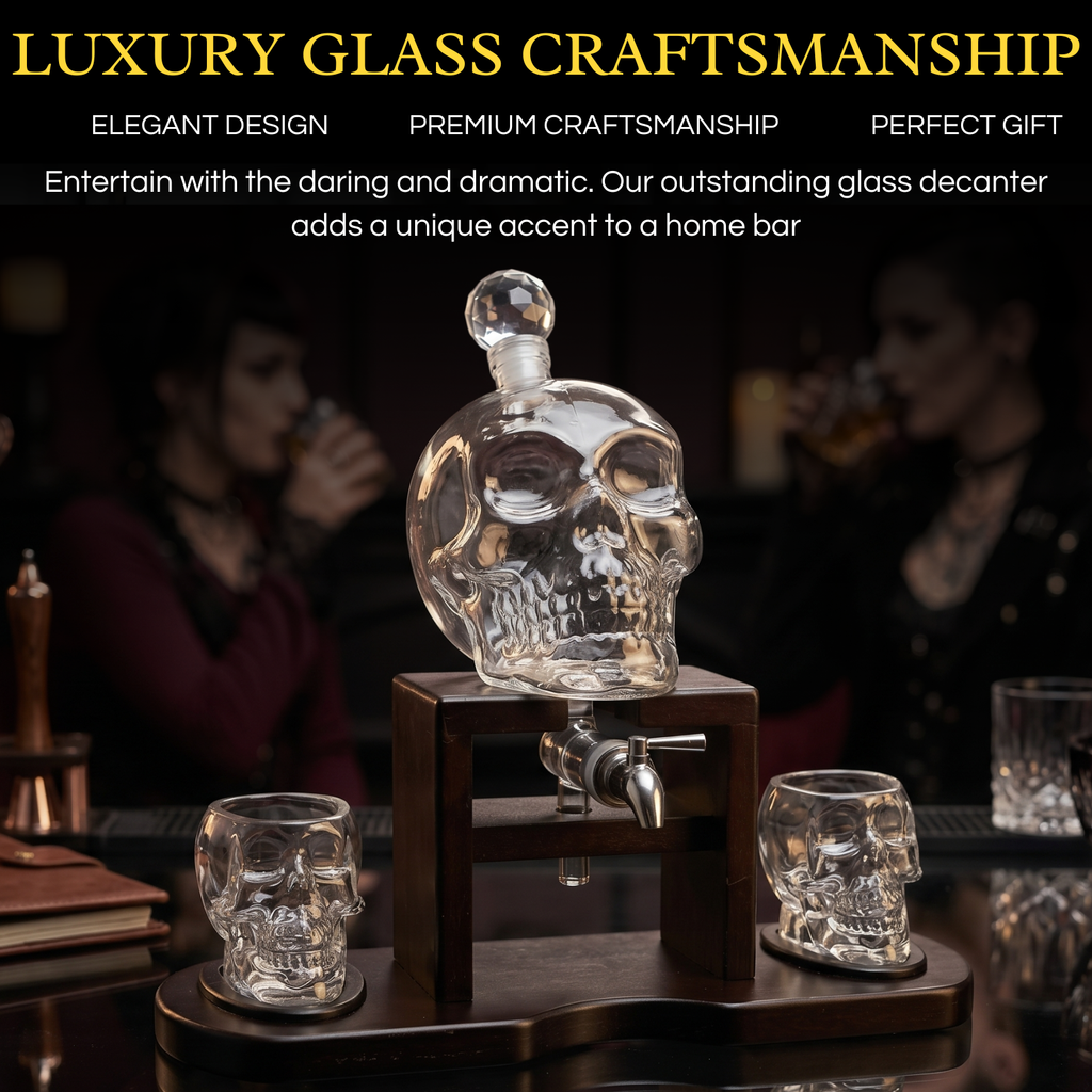 Skull Whiskey 750ML Decanter Set Premium Barware Gift Elegant Drinkware Collection