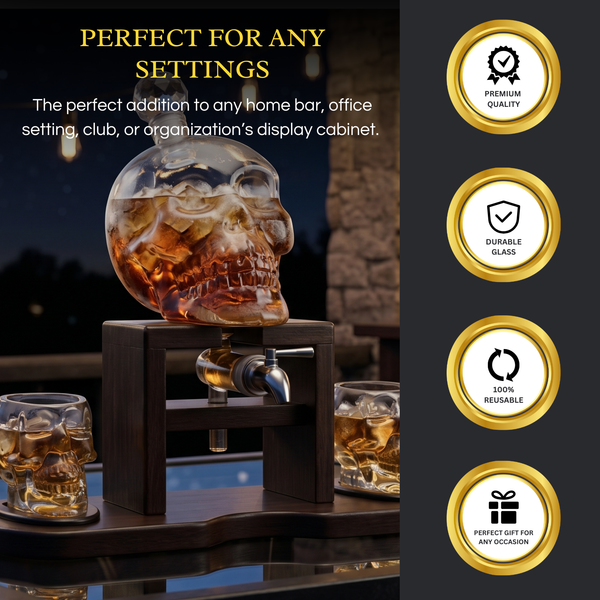 Skull Whiskey 750ML Decanter Set Premium Barware Gift Elegant Drinkware Collection