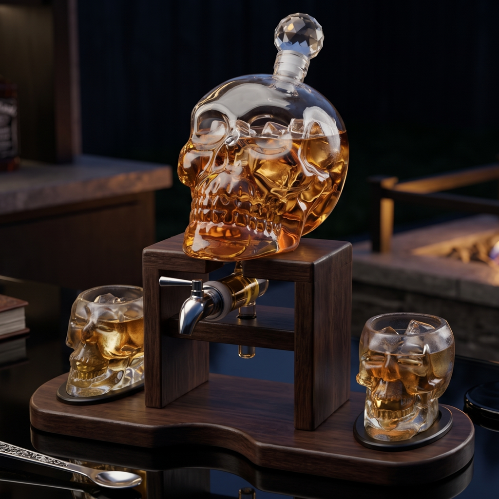 Skull Whiskey 750ML Decanter Set Premium Barware Gift Elegant Drinkware Collection