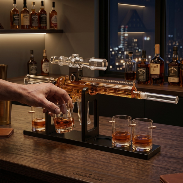 Whiskey Decanter Set Ar Limited Edition Wooden Silencer Stopper 800 Ml 4 12OZ Bullet Glasses Unique