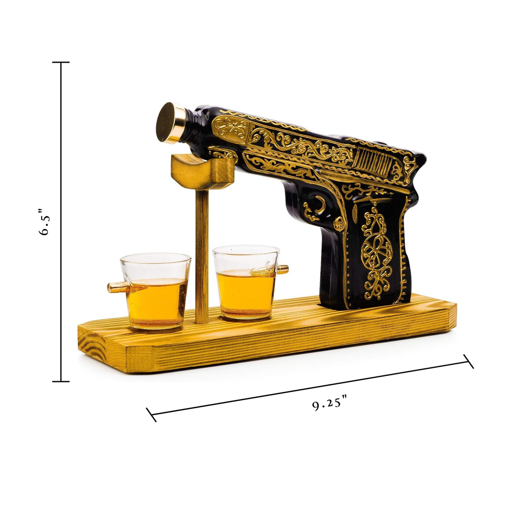 Hand Painted Pistol Whiskey Gun Decanter Premium Barware Gift