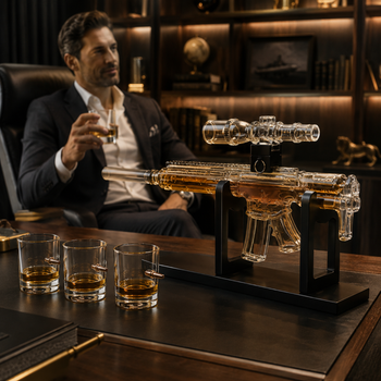 Whiskey Decanter Set Ar Limited Edition Wooden Silencer Stopper 800 Ml 4 12OZ Bullet Glasses Unique