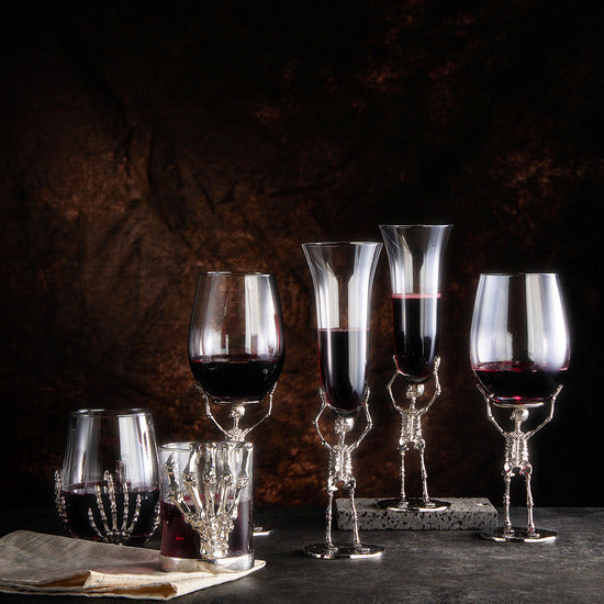 Stemmed Skeleton Wine Glass Set Of 2 19OZ Halloween Skeleton Glasses 10 H Goth Gifts Skeleton Gifts