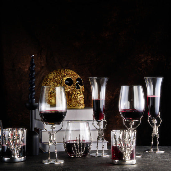 Stemmed Skeleton Wine Glass Set Of 2 19OZ Halloween Skeleton Glasses 10 H Goth Gifts Skeleton Gifts