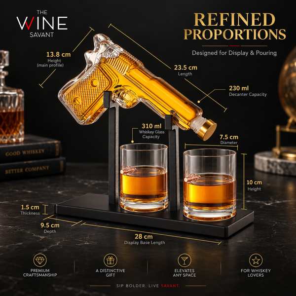 Pistol Whiskey Decanter Set 7 7 Oz With Two 10 5 Oz Glasses Premium Barware Gift