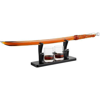 Samurai Sword Large Whiskey Wine Decanter 13 5OZ Liquor With 2 Ninja Star 10OZ Glasses Scotch Bourbo