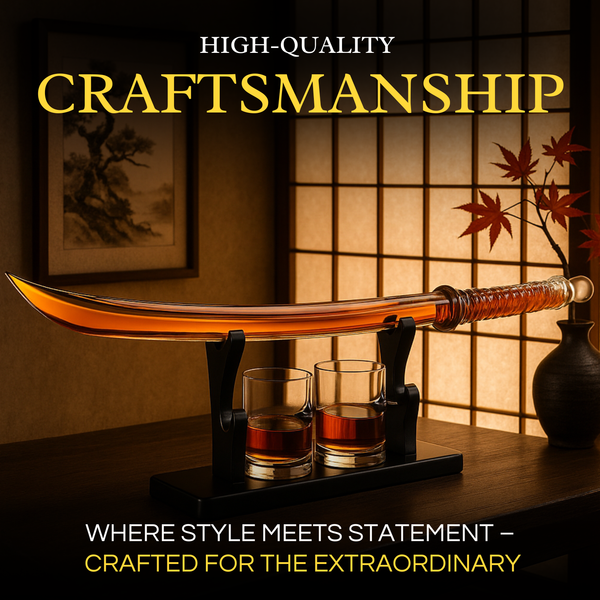 Samurai Sword Large Whiskey Wine Decanter 13 5OZ Liquor With 2 Ninja Star 10OZ Glasses Scotch Bourbo