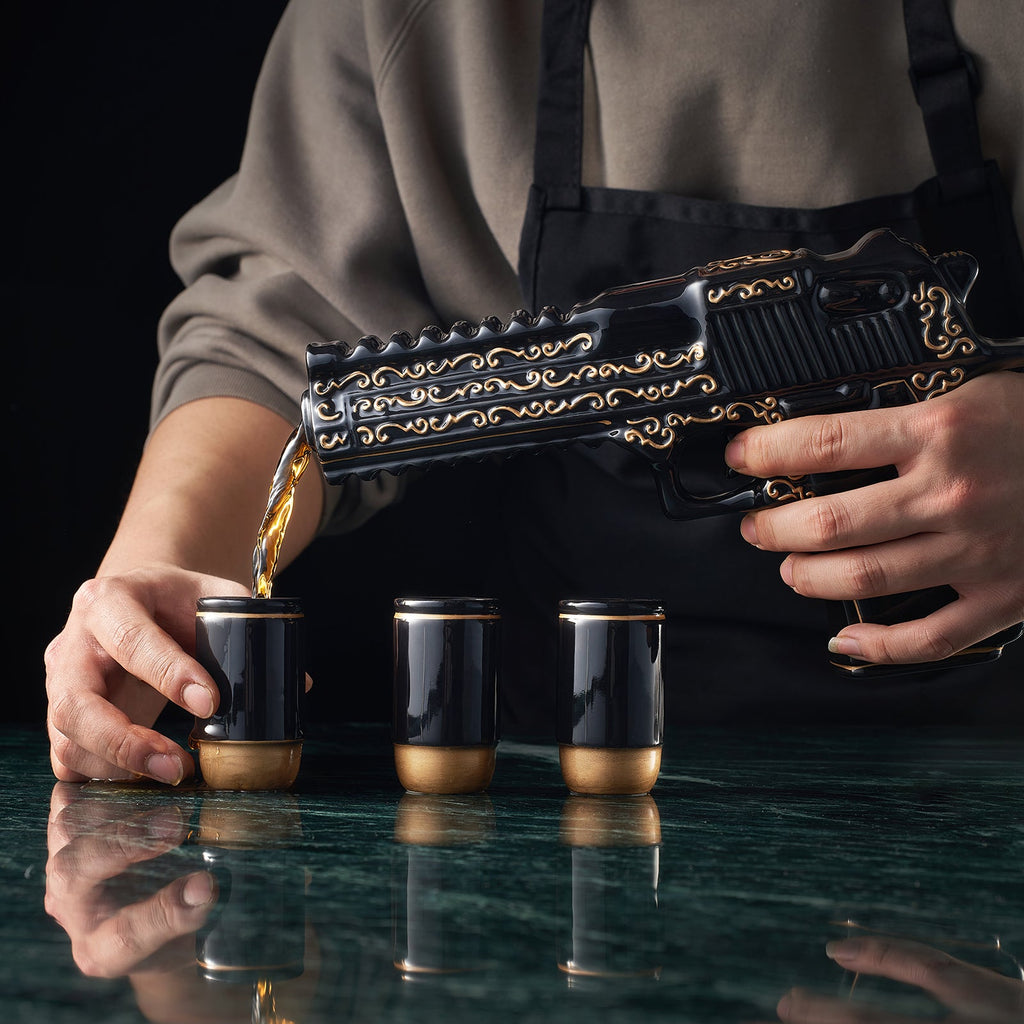 Hand Painted Pistol Whiskey & Wine Decanter by The Wine Savant