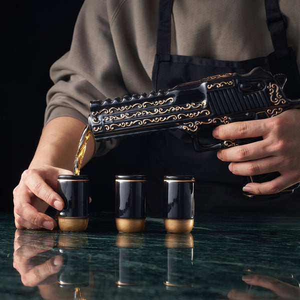 Hand Painted Pistol Whiskey & Wine Decanter by The Wine Savant