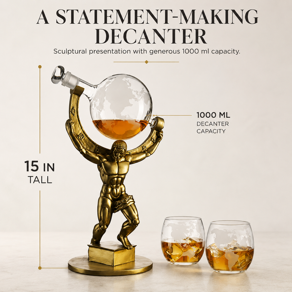 Atalas Bronze World Globe Whiskey Decanter Premium Barware Gift