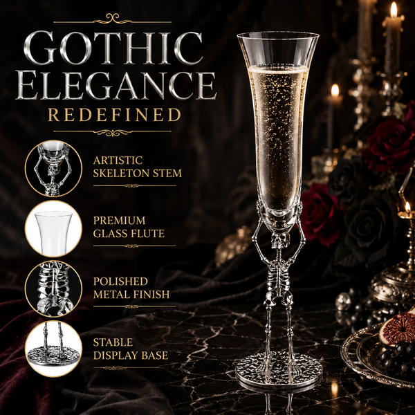 Skeleton Champagne Flute Glass Single 7 5OZ Halloween Skeleton Glasses 10 H Goth Gifts Skeleton Gift