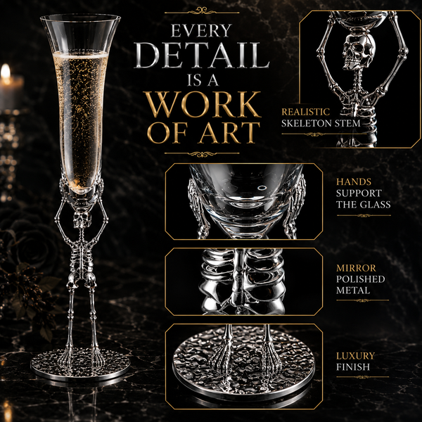 Skeleton Champagne Flute Glass Single 7 5OZ Halloween Skeleton Glasses 10 H Goth Gifts Skeleton Gift