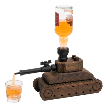Tank Handcrafted Liquor Dispenser - Industrial Pipe Mahogany Wood