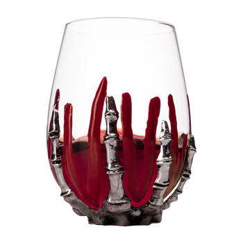 Skeleton Wine Glass, Bloody Hand Wine Skull Glass - 12oz
