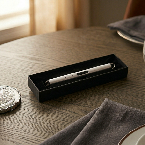 Flameless Cylinder Lighter Silver 8.75"