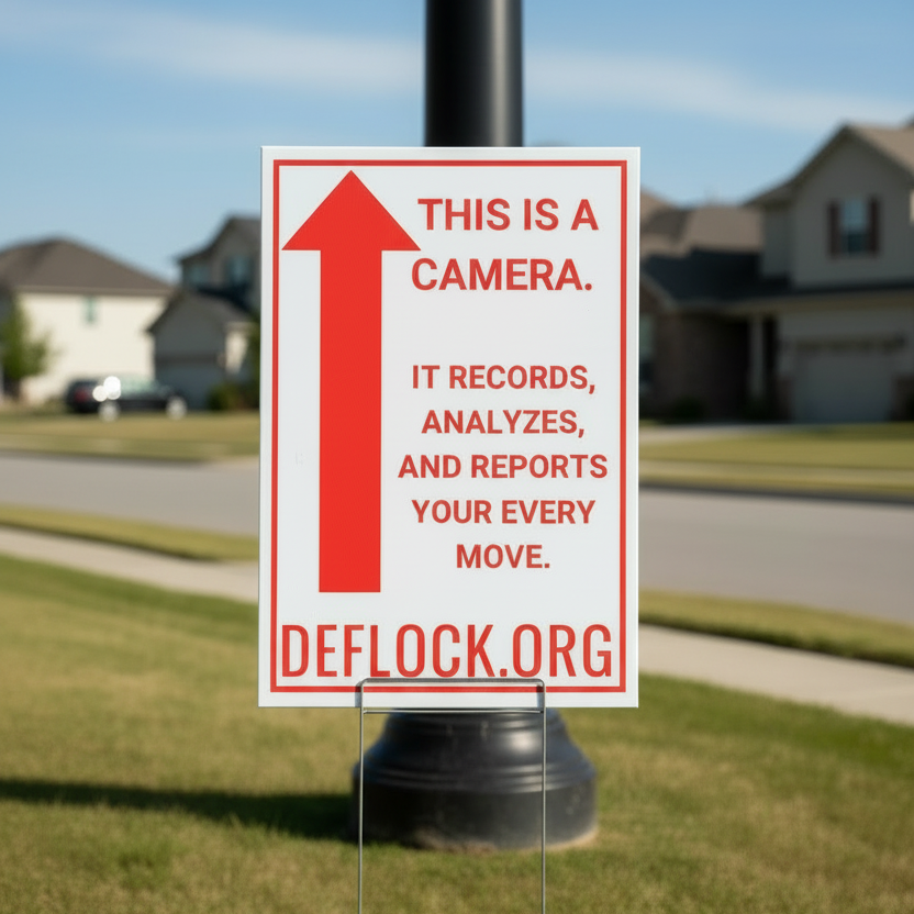 This is a Camera  - deflock.me Vertical Yard sign