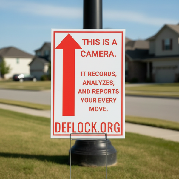 This is a Camera  - deflock.me Vertical Yard sign