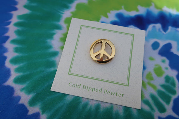 Peace Sign Gold Lapel Pin