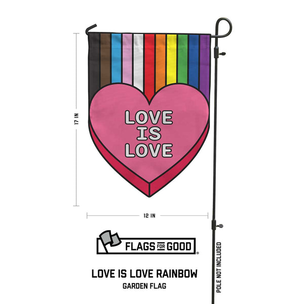 Love is Love Rainbow Heart Garden Flag