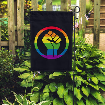 Rainbow Fist Garden Flag