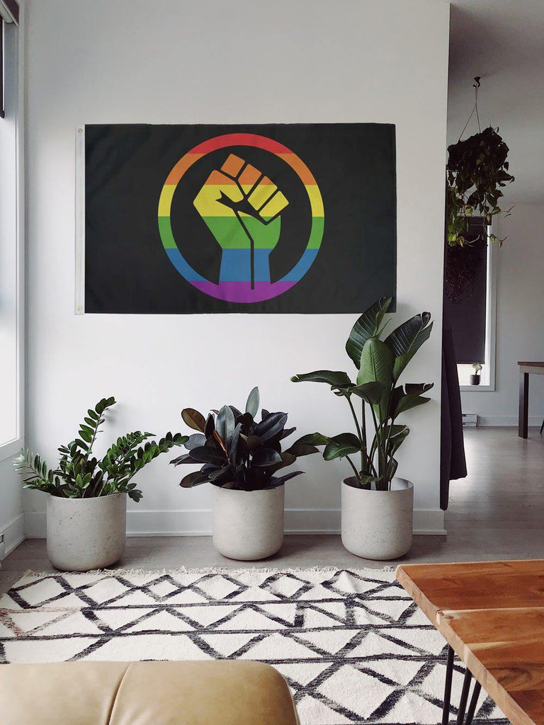 Rainbow Pride Fist Flag