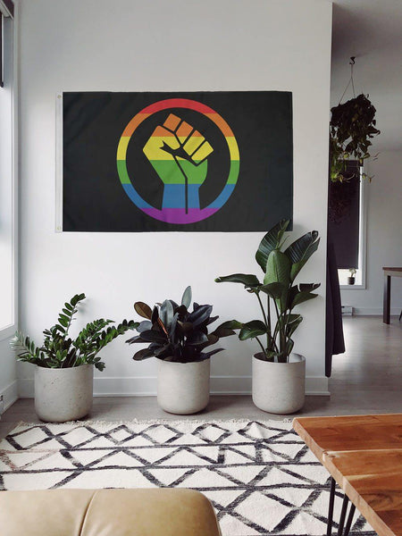 Rainbow Pride Fist Flag
