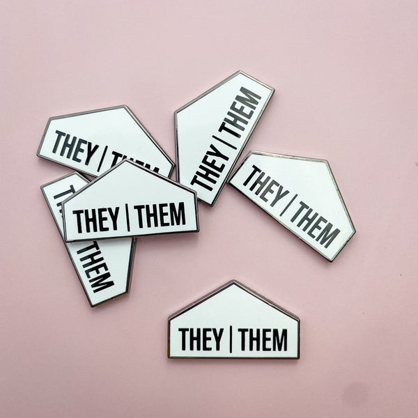 Pronoun + Flag Magnet Pin Badges (Top Pronouns Only)