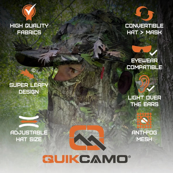3D Leafy Camo Face Mask Ball Cap in Mossy Oak and Realtree (Adj, OSFM)