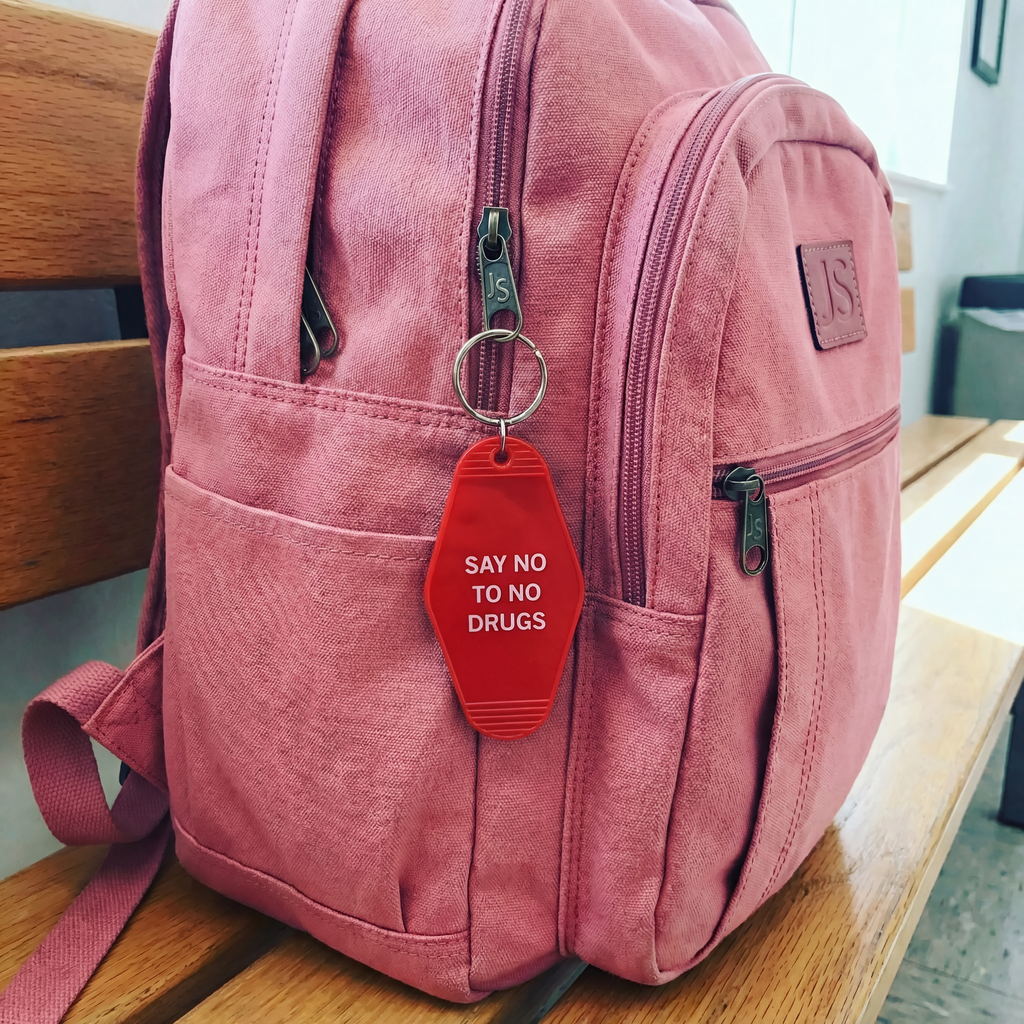 Say No To No Drugs Motel Style Keychain in Red