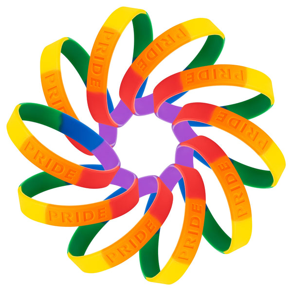 50 Pack Rainbow PRIDE Silicone Bracelet Wristbands (50 Bracelets)