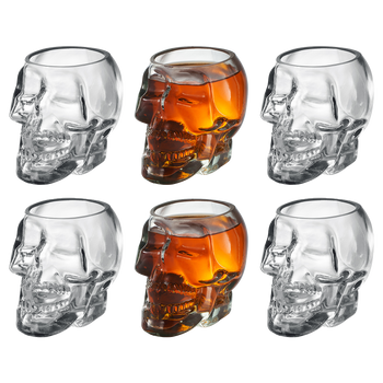 Skull Shot Glasses Set of 6 - 3oz Skull Glasses 3