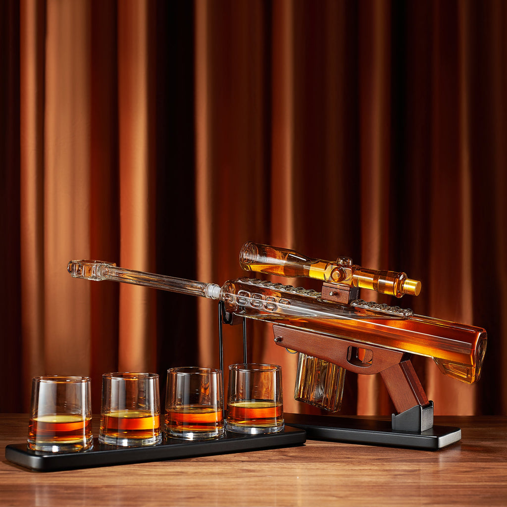 Gifts for Men Dad, Whiskey Decanter Set - Sniper Scope Glass Gun AR Limited Edition