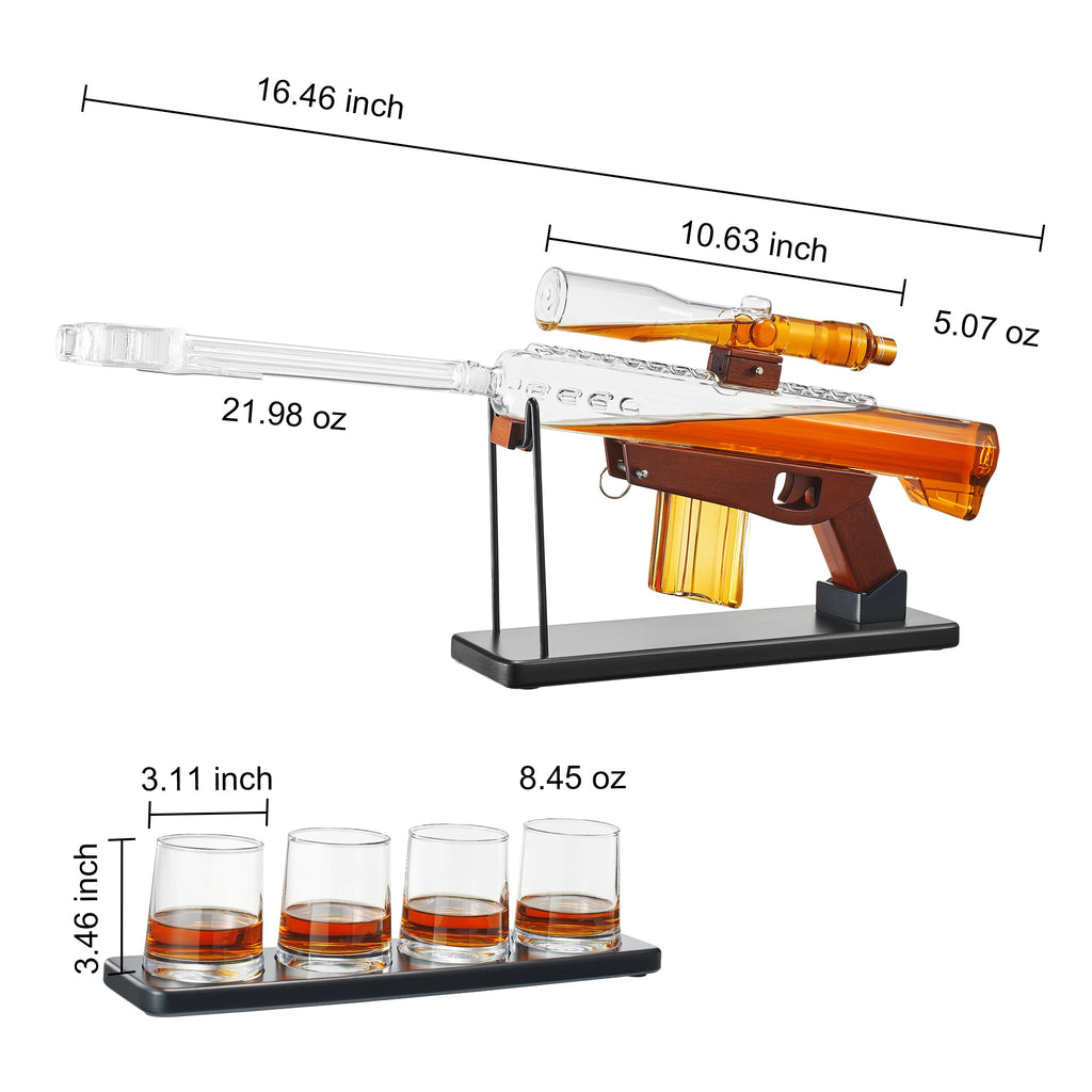 Gifts for Men Dad, Whiskey Decanter Set - Sniper Scope Glass Gun AR Limited Edition