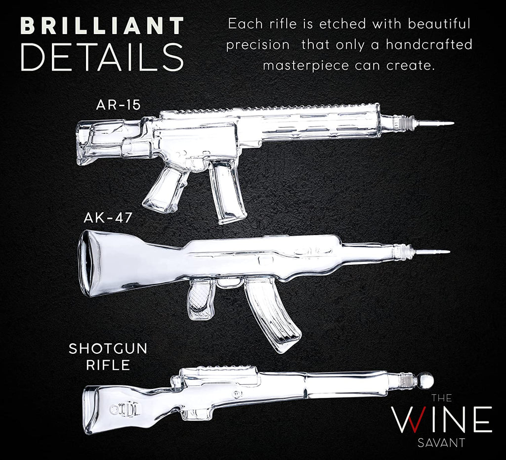 3 Gun Whiskey Decanters Set AR15, AK47, & Rifle Gun Decanter Set 1000ml