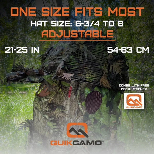 3D Leafy Camo Face Mask Ball Cap in Mossy Oak and Realtree (Adj, OSFM)