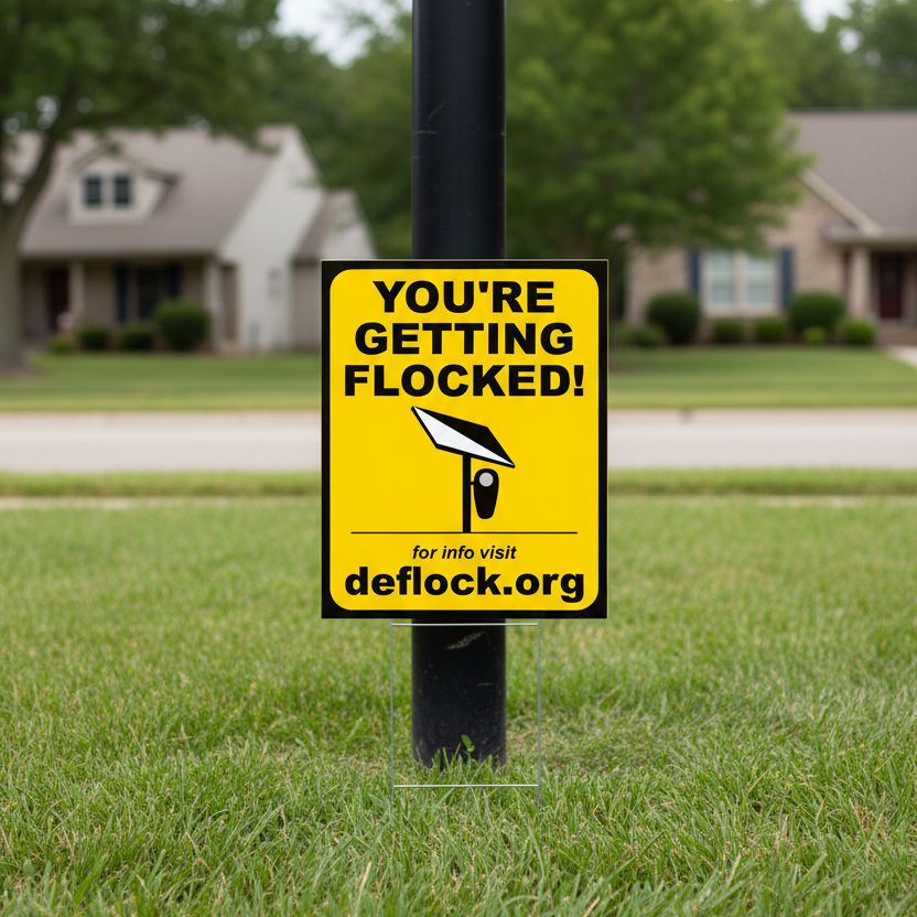 You're Getting Flocked!  - deflock.me Vertical Yard sign
