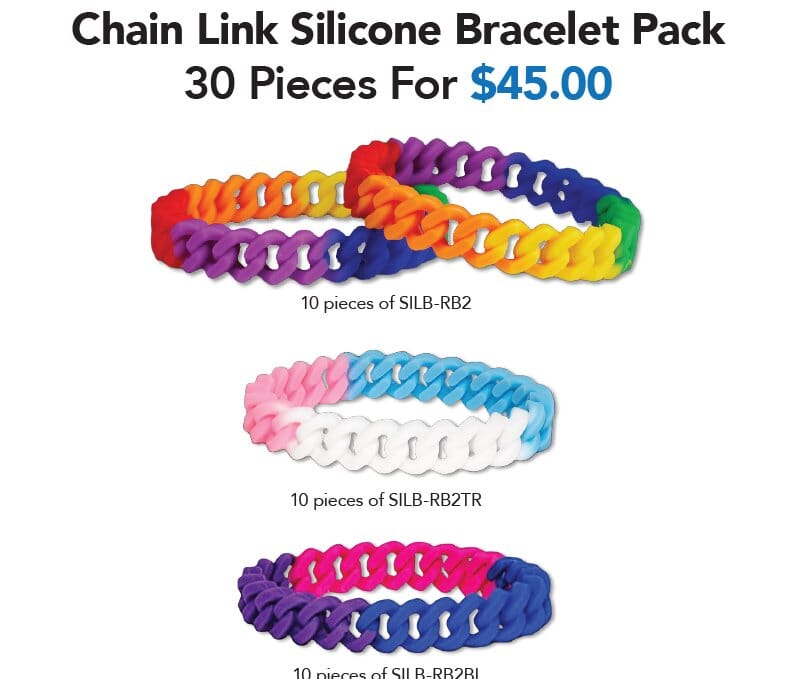 Gay Pride Chain Link Bracelet Variety Pack Bundle (30 Pieces)