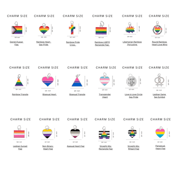 12 Pack Gay Pride Elastic Keychain Bracelets (Pick Your Charm) - 12 Keychains