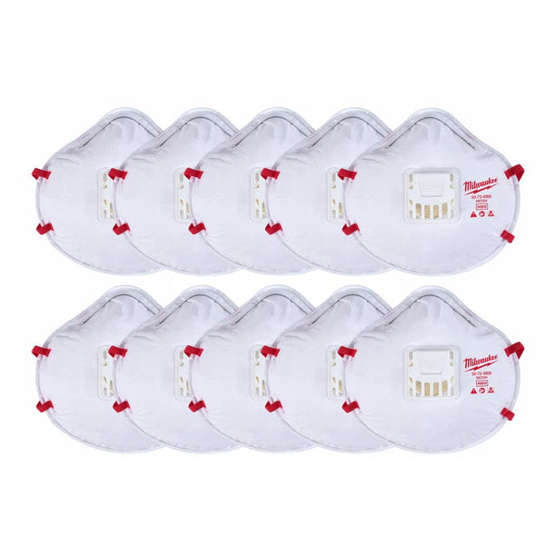 Milwaukee N95 Respirator Valved White 10 pk