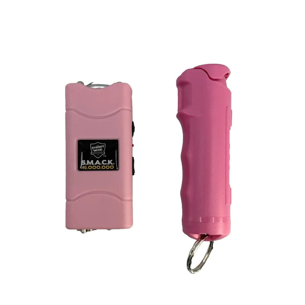 Pepper Spray and Stun Gun Self-Defense Keychain Set - Vibrant Pink