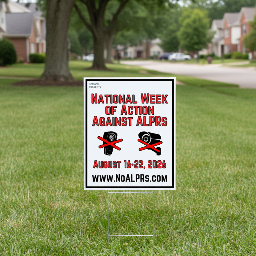 National Week of Action Against ALPRs - noalprs.com Yard sign
