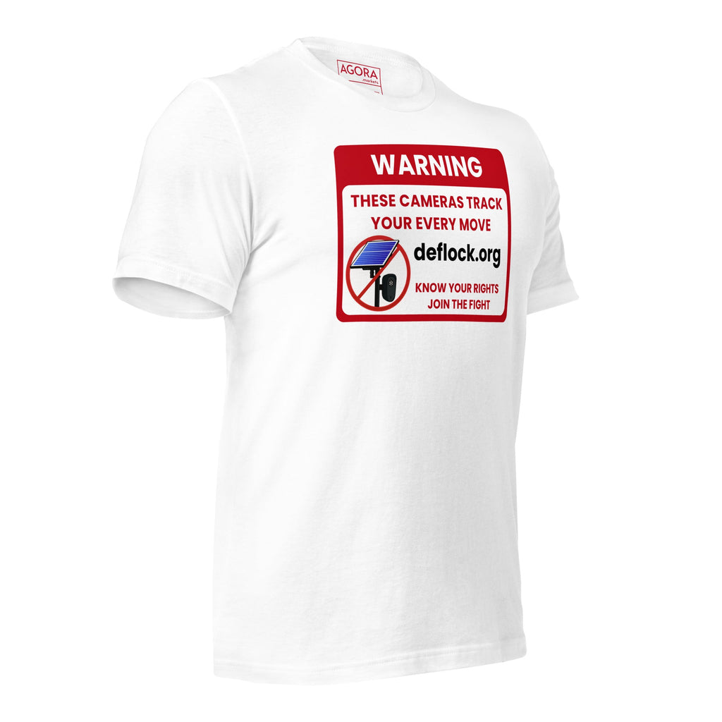 Warning: Flock Camera deflock.me Unisex t-shirt