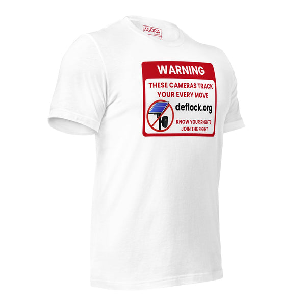 Warning: Flock Camera deflock.me Unisex t-shirt