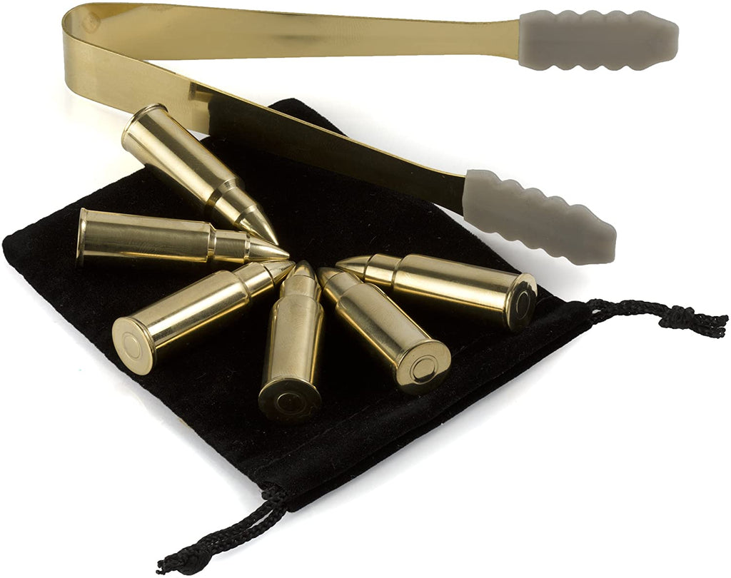 Bullet Whiskey Chillers Stones - 1.75in Whiskey Rocks, Set of 6 (Gold)