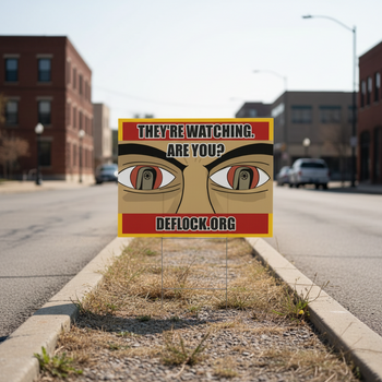 They're Watching, Are You? - deflock.me Yard sign