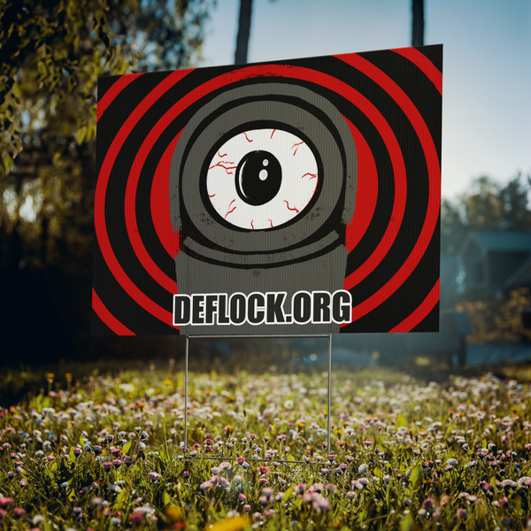 Deflock Spiral- deflock.me Yard sign